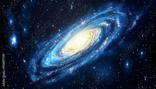 Stunning spiral galaxy swirling in a vast, dark universe, filled with countless stars. Perfect for science, space, or astronomy projects.