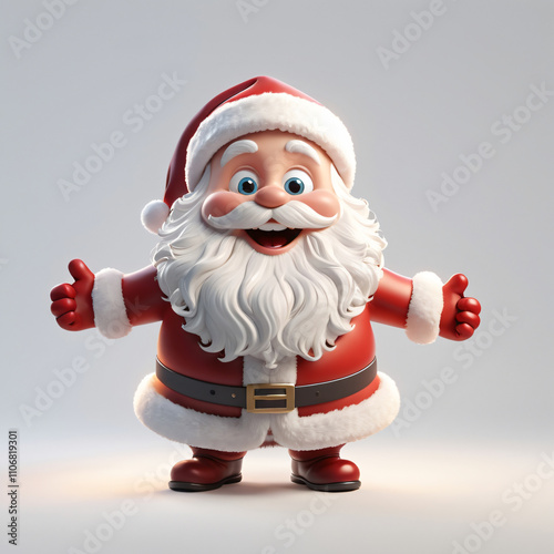 Santa Claus 3d render, cartoon character, celebration item, Christmas hat and gifts, isolated