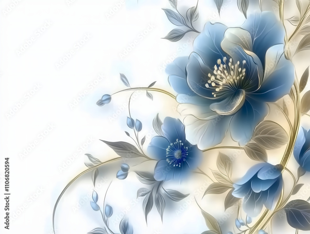 Beautiful blue floral design with delicate detailing and elegant patterns perfect for home decor Beautiful blue floral design with delicate detailing and elegant patterns perfect for home decor