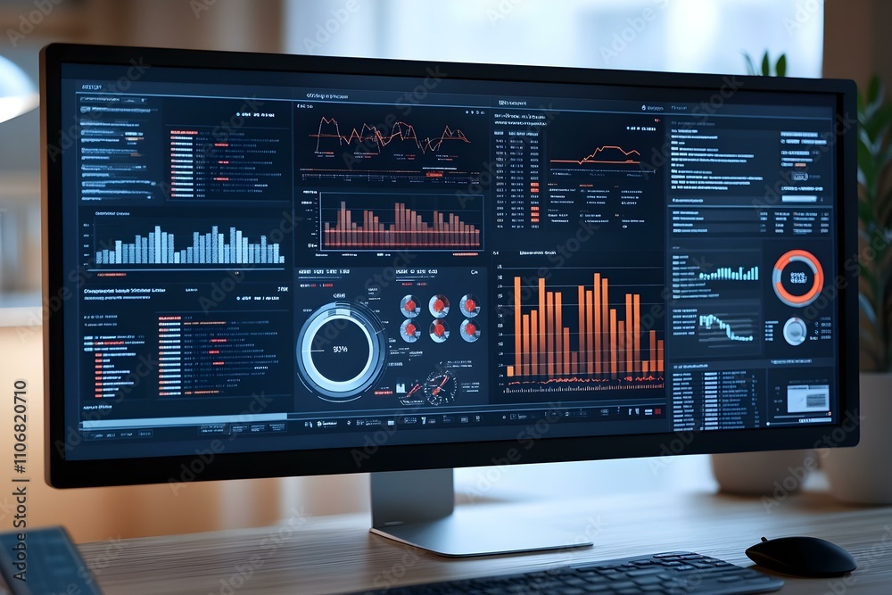 desktop computer screen data work room background living room studio desktop computer screen data work room background living room studio