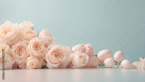 soft pastel colors, commercial background, beauty product advertisement, copy space