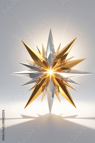 3d render of christmas star, The north star, isolated, suitable for card designs