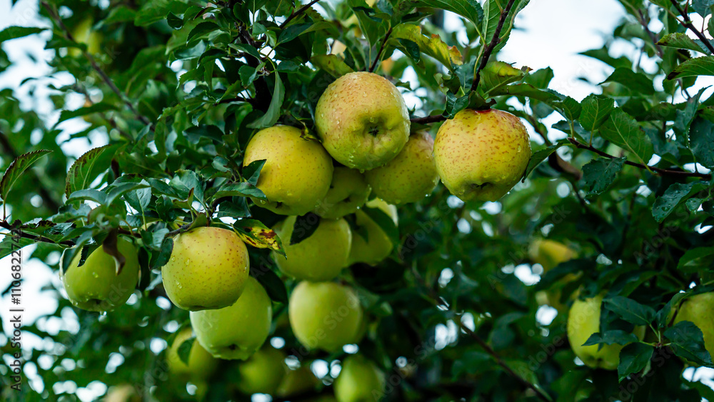 An apple farm during harvest season in a rainy day, concept of sustainable agricultural farming. Ripe Red and green apple. Abundance and juicy fruit full. Hirosaki Apple Park in Japan. picking. An apple farm during harvest season in a rainy day, concept of sustainable agricultural farming. Ripe Red and green apple. Abundance and juicy fruit full. Hirosaki Apple Park in Japan. picking.