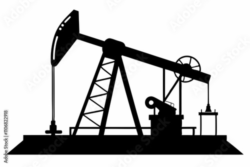 Oil pump jack Silhouette Vector art, illustration on a white background