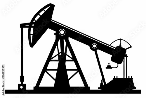 Oil pump jack Silhouette Vector art, illustration on a white background