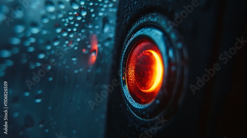 Macro shot of the defogger button illuminated photo