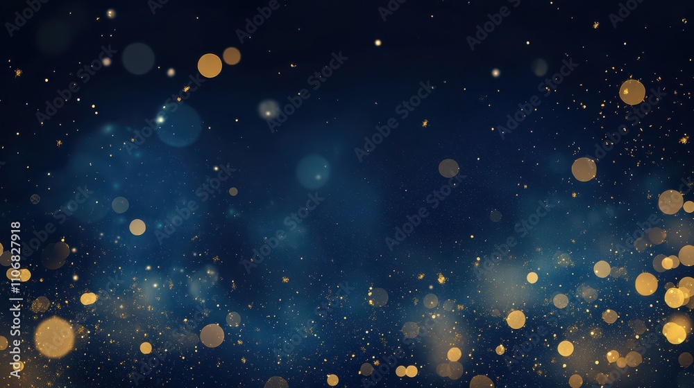 Obraz premium Brilliant Golden Fireworks on Night Sky Blurred Background.