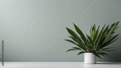 mockup natural organic cosmetic product presentation promo with green leaves. flat lay. copy space