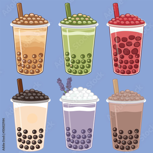 Obraz na plátně Bubble tea or buba tea vector