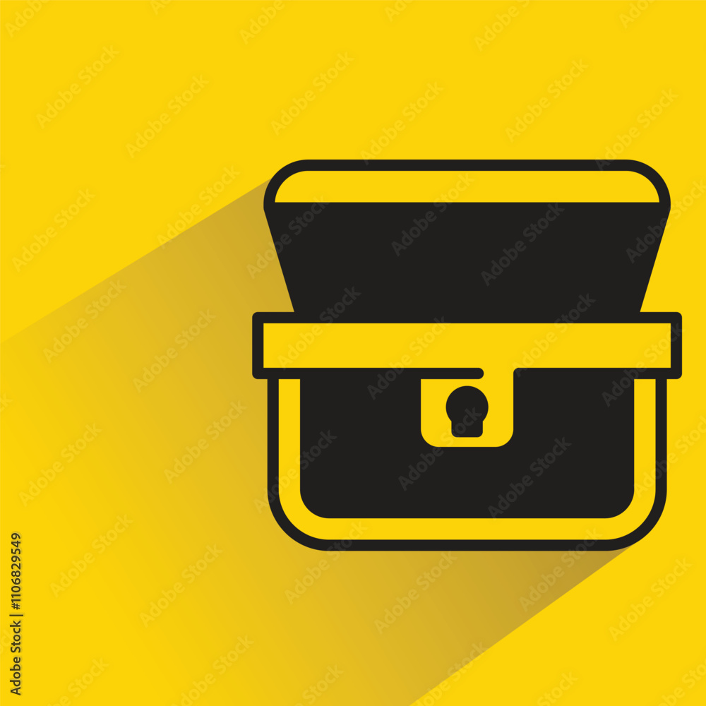 treasure chest icon with shadow on yellow background treasure chest icon with shadow on yellow background