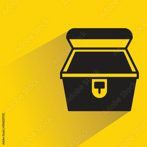 treasure chest icon with shadow on yellow background