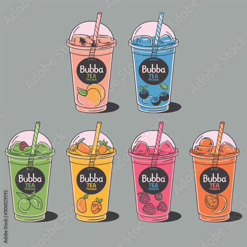 Bilde på lerret Bubble tea or buba tea vector