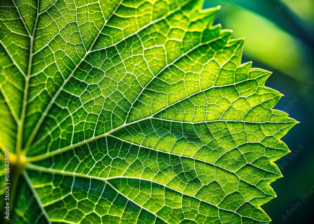 Closeup of Green Grape Leaf Texture with Detailed Veining and Natural Patterns, Perfect for Nature Photography and Botanical Illustrations Closeup of Green Grape Leaf Texture with Detailed Veining and Natural Patterns, Perfect for Nature Photography and Botanical Illustrations
