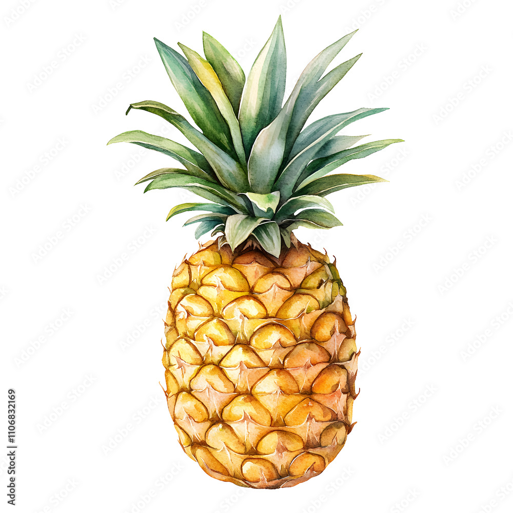 Pineapple watercolor clipart illustration on white and Transparent Background Pineapple watercolor clipart illustration on white and Transparent Background