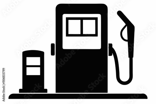 gas pump silhouette vector art, Gas pump and electric charge station vector icon illustration on a white background