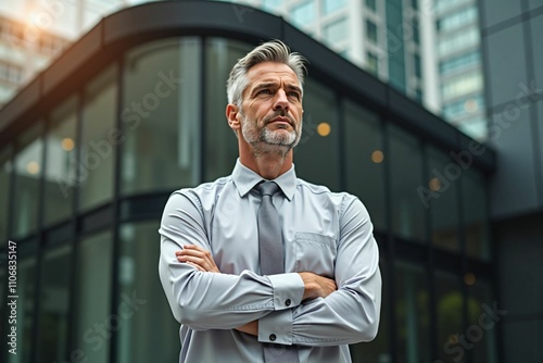 Visionary Business Leader Exuding Confidence and Determination in an Urban Professional Setting