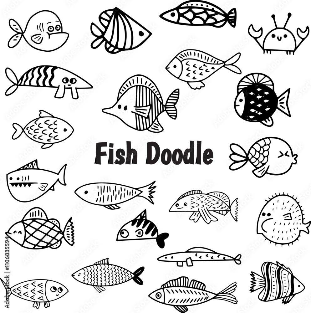 fish line art doodle vector illustration fish line art doodle vector illustration