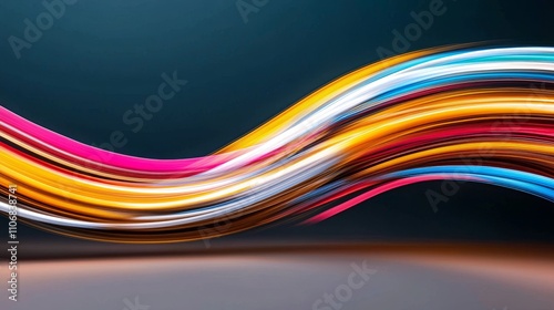 Dynamic abstract motion of glowing fiber optic lines studio setting digital art vibrant colors artistic perspective light concept