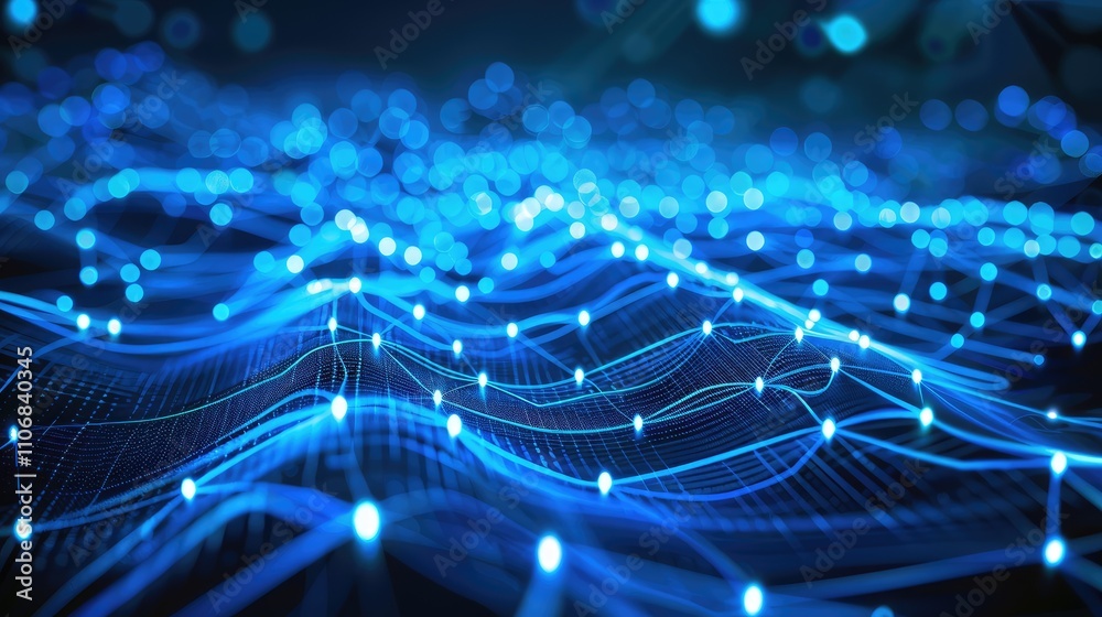 Vibrant Blue Data Flow: A Visualization of Connectivity and Motion Vibrant Blue Data Flow: A Visualization of Connectivity and Motion