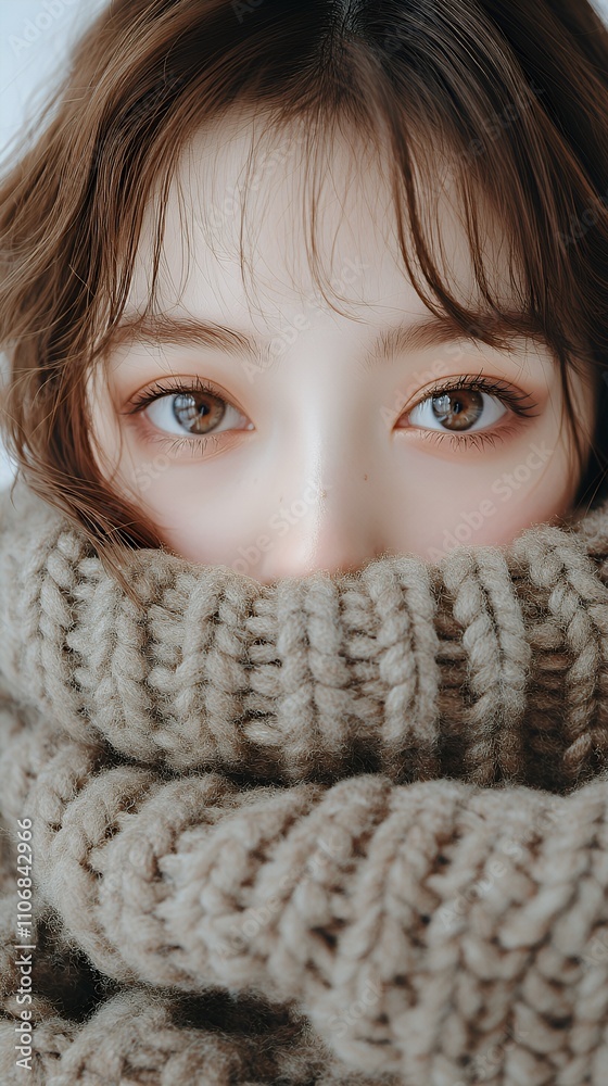 マフラーと日本人女性