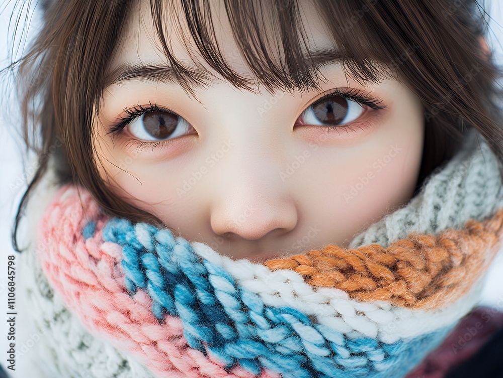 マフラーと日本人女性 マフラーと日本人女性