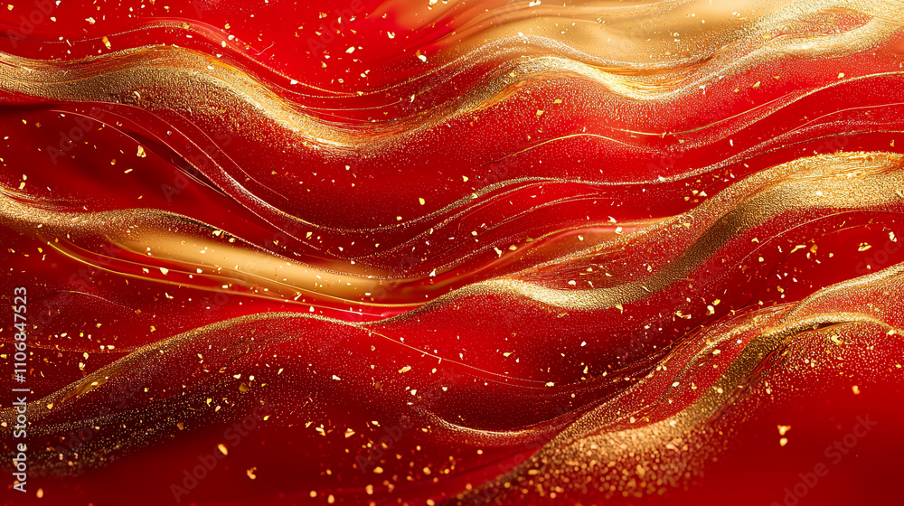 Obraz premium Red color background and golden pattern