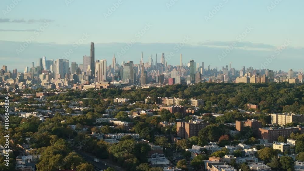 Aerial view of Brooklyn and Manhattan on an autumn day. Shot in New York City in 4k. Aerial view of Brooklyn and Manhattan on an autumn day. Shot in New York City in 4k.