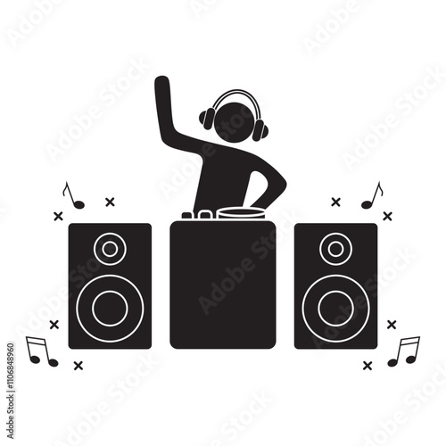 vector flat icon of a disc jockey