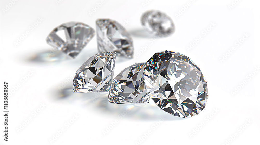 Set of different diamonds on white background Set of different diamonds on white background