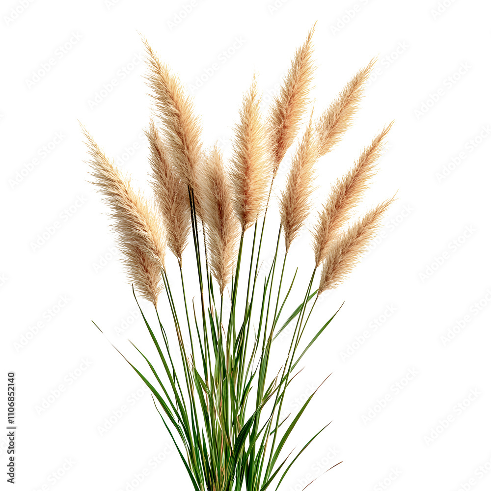 Pampas grass and flower isolated on white Pampas grass and flower isolated on white