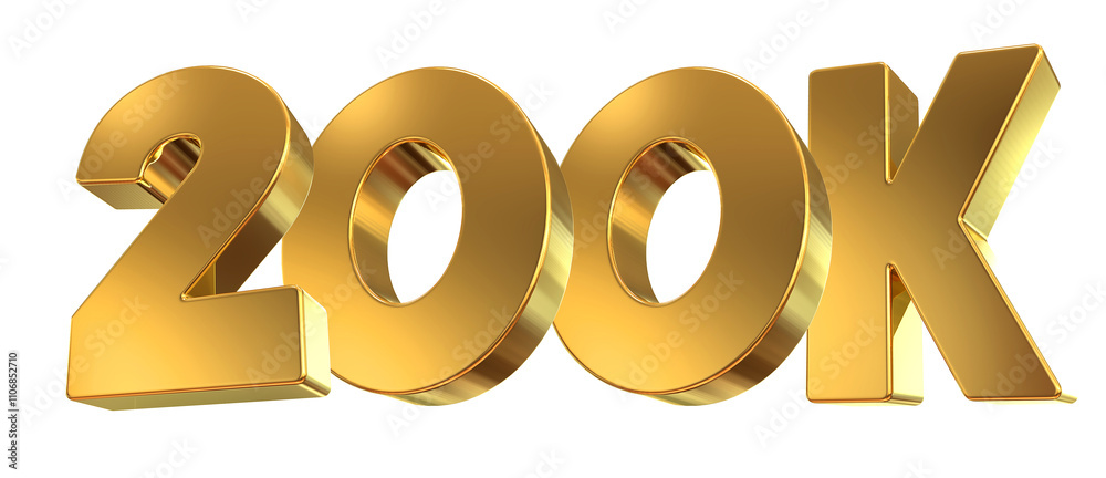 200K Follow Gold Number 3D 200K Follow Gold Number 3D