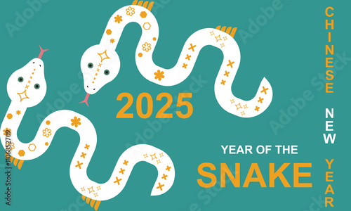 Chinese new year, 2025 year of the snake banner , background, template design with geometric flat modern snakes . vector illustration. EPS 10