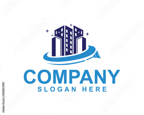Professional residential and commercial cleaning service Logo Design, including janitorial, roof, and building cleaning excellence