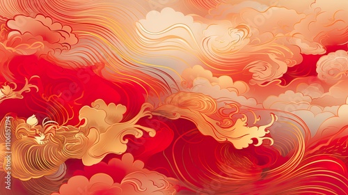 Chinese traditional Background design with abstract pattern in red Background Chinese red textured pattern