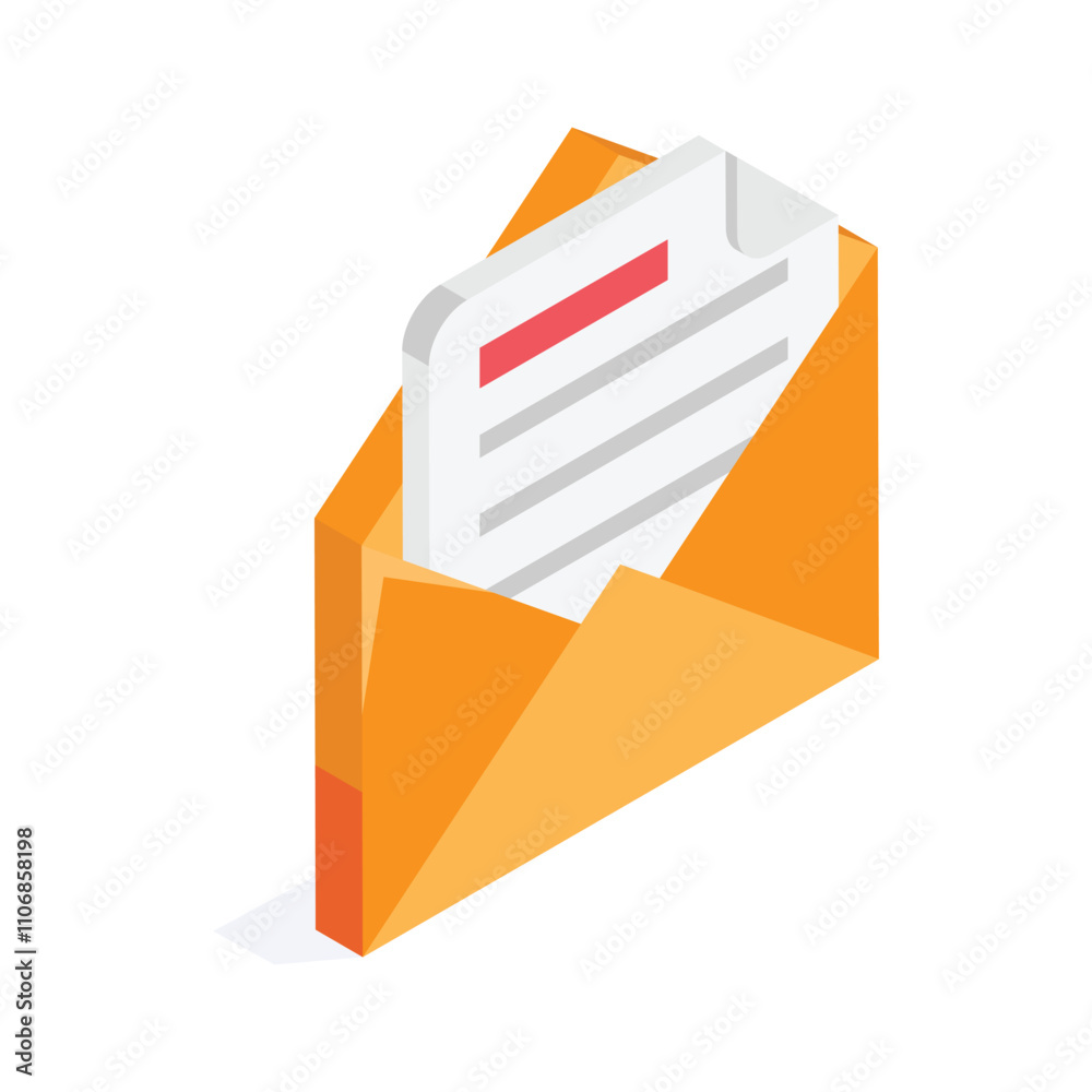 Open envelope containing a letter for traditional communication Open envelope containing a letter for traditional communication