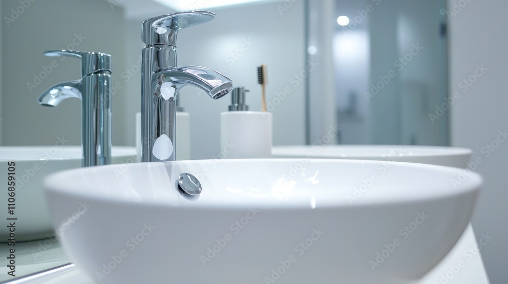 Fototapeta premium A minimalist bathroom mirror with clean lines, showcasing simplicity and elegance in design