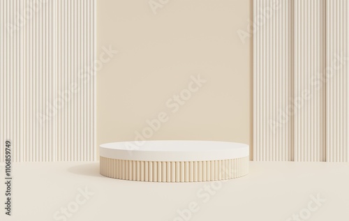 Beige podium. Beige background to promote various products. For displaying fashion products Premium cosmetics and 3D illustrations
