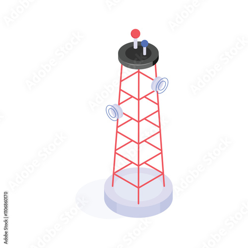 An amazing isometric icon of signal tower