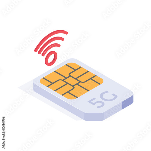Take a look at this creative isometric icon of sim card in editable style