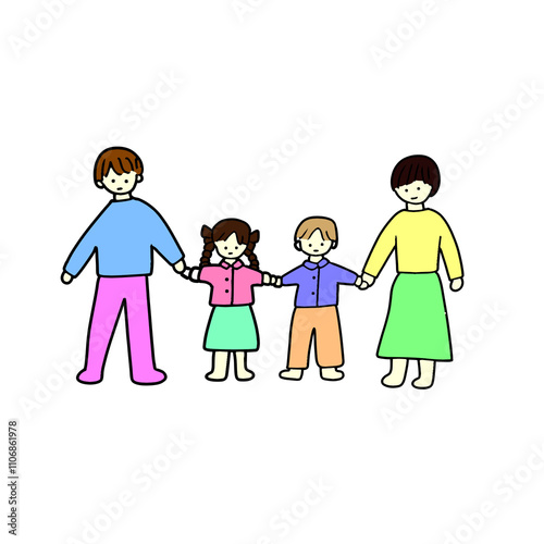 Illustration family with children 