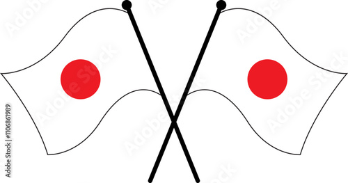 two crossed japan flags Ai vector file 