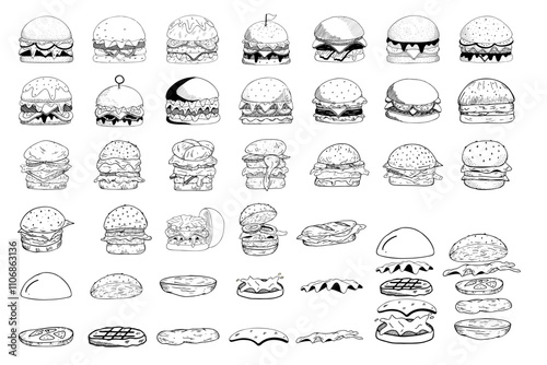 Cheeseburger Line Drawing