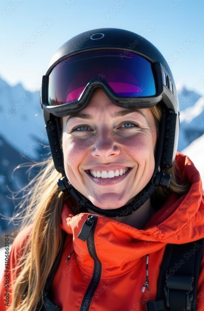 portrait of a young skier in the mountains portrait of a young skier in the mountains