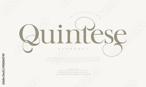 Quintese typography beauty fashion elegant minimalist serif italic fonts decorative wedding vintage retro logos. Minimal luxury font alphabet logo. Vector illustration