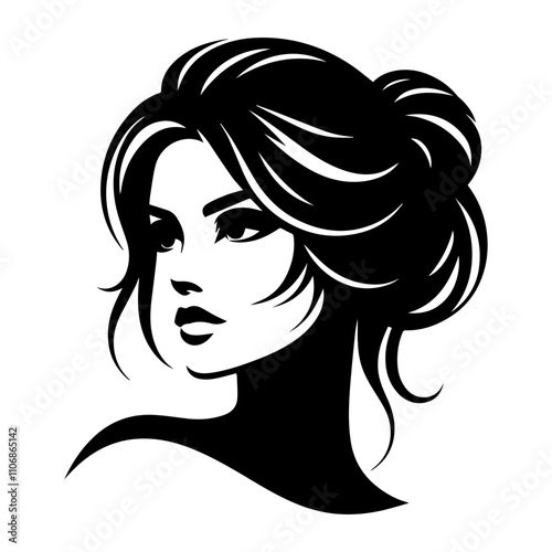 Portrait of a Beautiful Girl Silhouette Vector Illustration