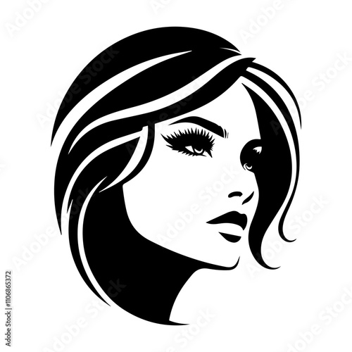 Portrait of a Beautiful Girl Silhouette Vector Illustration