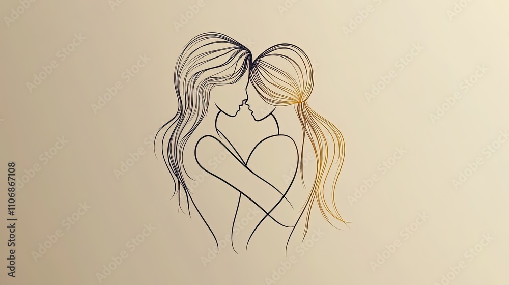 A simple line drawing of businesspeople embracing each other, symbolizing teamwork A simple line drawing of businesspeople embracing each other, symbolizing teamwork