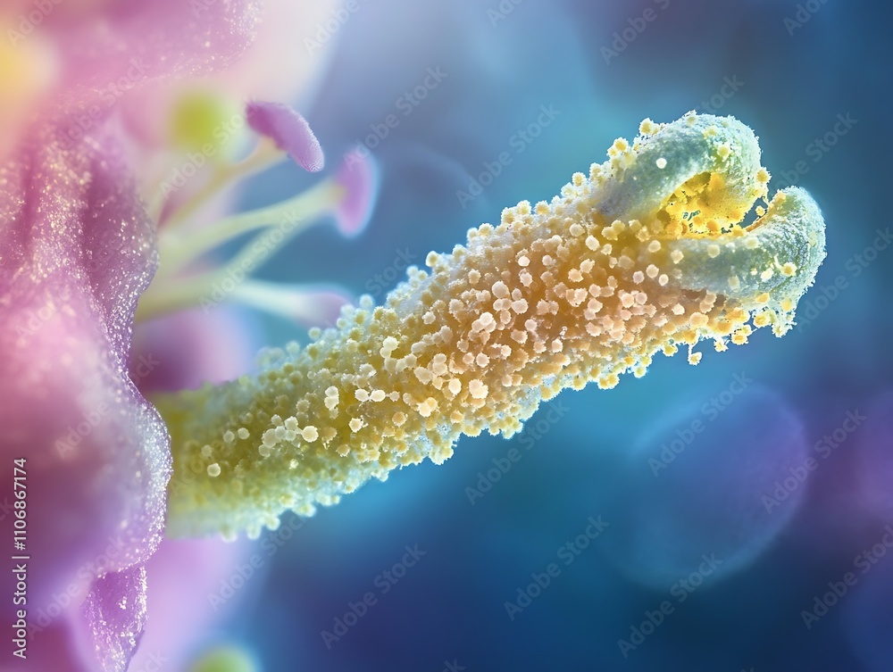 Naklejka premium Close-up of flower stamen with pollen grains.