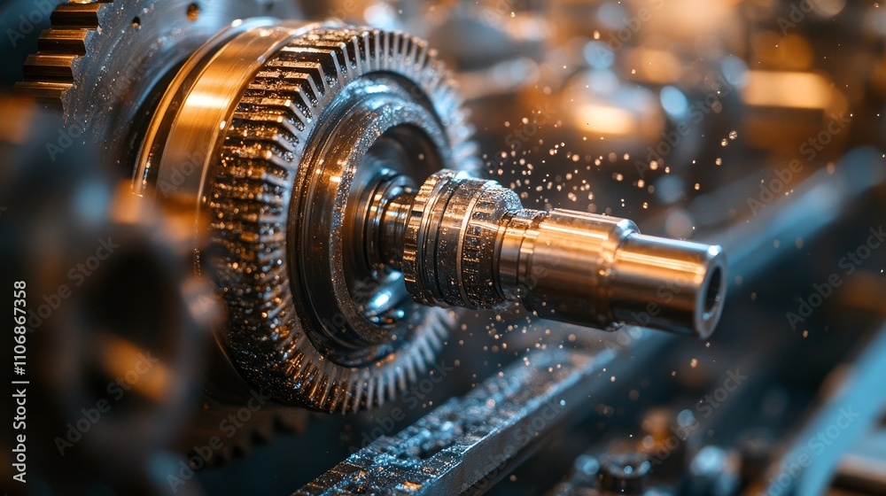 Close-up of a Metal Gear Turning on a Lathe Close-up of a Metal Gear Turning on a Lathe