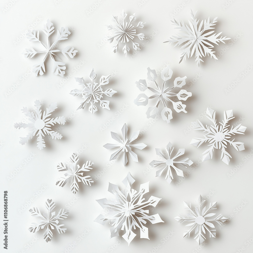 DIY White snowflake decorations on a white surface